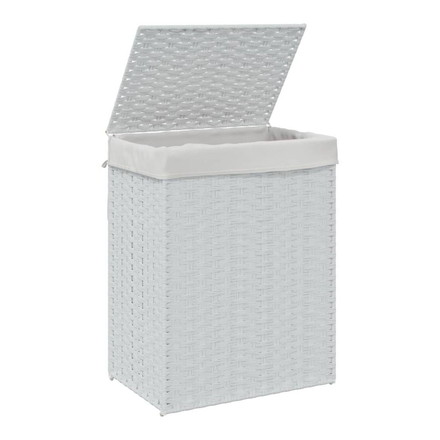 vidaXL ランドリーバスケット ふた付き ホワイト 46x33x60 cm