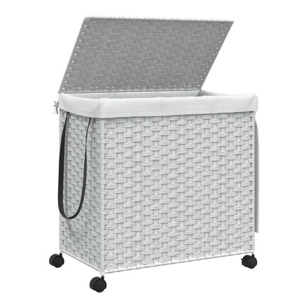 vidaXL ランドリーバスケット キャスター付き ホワイト 60x35x60.5cm