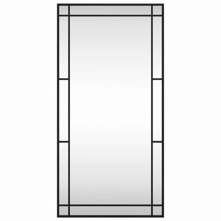 vidaXL ウォールミラー ブラック 50x100 cm 長方形 鉄製 ホーム&ガーデン デコレーション 鏡