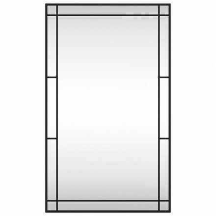 vidaXL ウォールミラー ブラック 60x100 cm 長方形 鉄製ホーム&ガーデン デコレーション 鏡