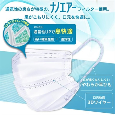 アイリスオーヤマ デイリーフィットマスク ナノエアーフィルタープラス 小さめサイズ 30枚入 PN-DNI30S ホワイト