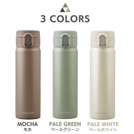 アイリスオーヤマ ステンレスマグボトル ワンタッチ 500ml SM-O500 ペールホワイト