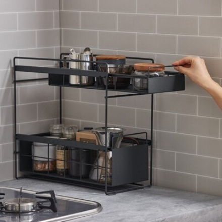 アイリスオーヤマ シンク下引き出しラックスリム SSR-200 ブラック