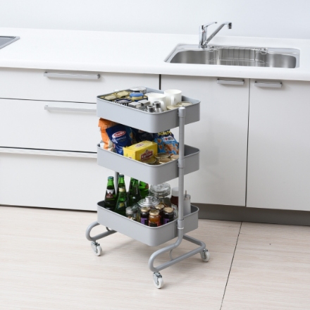 YAMAZEN バスケットトローリー LBT-3(LGY) ライトグレー