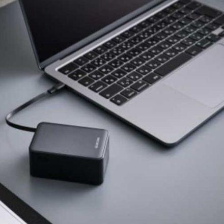 モバイルバッテリー エレコム 巻取リ式ケーブル一体 35W 10000mAh DE-C82L-10000BK 黒