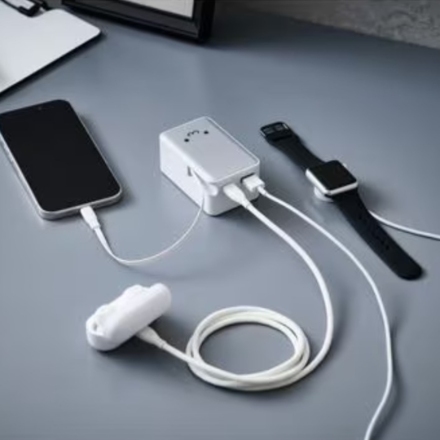 モバイルバッテリー エレコム 巻取り式USB-Cケーブル一体型10000mAh DE-C80L-10000WF 白×黒