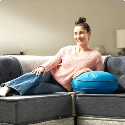 ビーズクッション Yogibo Round Pillow Logo（ヨギボーラウンドピロー ロゴ ）アクアブルー