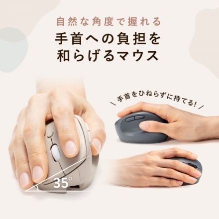 サンワサプライ 静音ワイヤレス小型エルゴノミクスマウス（充電式・5ボタン） MA-EWBS522BK ブラック