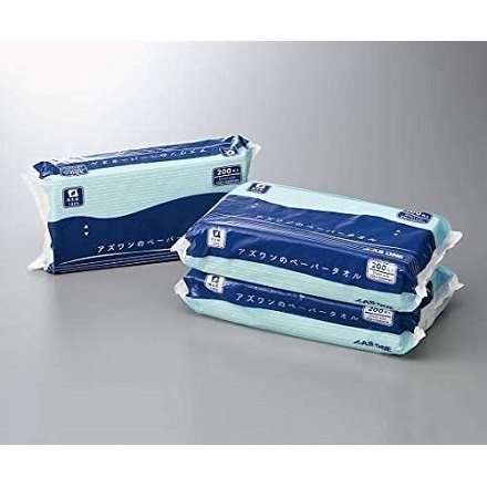アズワンのペーパータオル 日本製 5パック(200枚×5袋入) 再生紙100％ やわらかな風合い (7-6200-04-70)