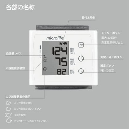 アズワン 血圧計 手首式 W3 Comfort 収納ケース 血圧記録表 単4乾電池付属 (7-868-01)