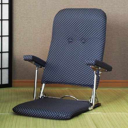 和風折りたたみ肘付き座椅子 ブラウン 日本製