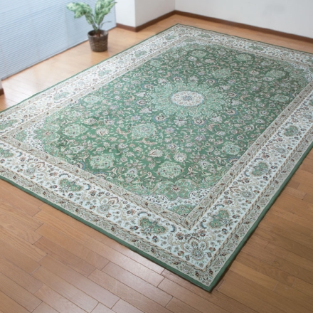 高級柄撥水加工カーペット 200×200cm グリーン