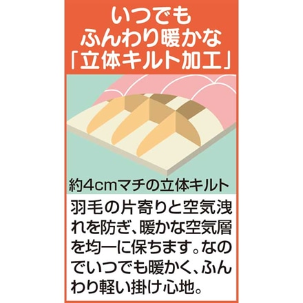 ロイヤルゴールドラベル付き 日本製 ホワイトダックダウン93％ 高級羽毛掛布団 シングル ピンク