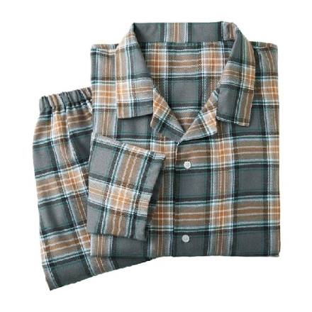 チェック柄 パジャマ メンズ 2色組 綿混起毛 ネイビー・グレー M