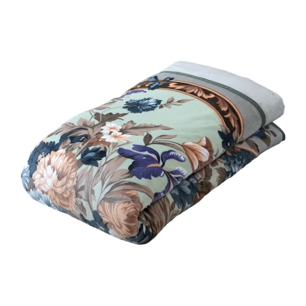 掛布団カバーになる衿付マイヤー毛布 ブラウン