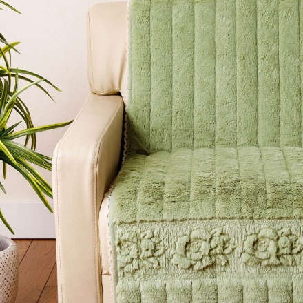 トーションレース付きふわふわローズソファカバー 2人掛用ロング アイボリー