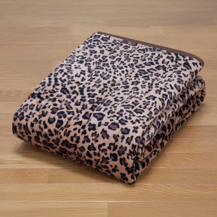 ヒョウ柄 フランネル 敷パッド 2色組 ブラウン・グレー