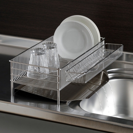 ラバーゼ NEW水切りスリム縦置き3点セット 水切りトレー ポケット 縦置き 燕三条 ステンレス コンパクト 水切りトレー ポケット 箸置き かご 水切りラック