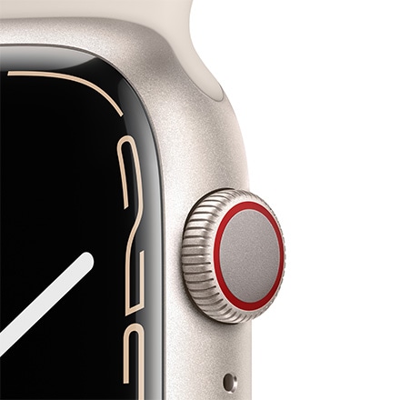 Apple Watch Series 7（GPS + Cellularモデル）- 45mmスターライトアルミニウムケースとスターライトスポーツバンド - レギュラー with AppleCare+
