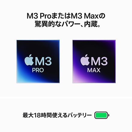 Apple MacBook Pro 14インチ 11コアCPUと14コアGPUを搭載したApple M3 Proチップ, 512GB SSD - スペースブラック with AppleCare+