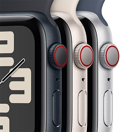 Apple Watch SE 第2世代 （GPS + Cellularモデル）- 44mmシルバーアルミニウムケースとストームブルースポーツバンド - S/M