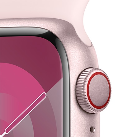 Apple Watch Series 9（GPS + Cellularモデル）- 41mmピンクアルミニウムケースとライトピンクスポーツバンド - S/M