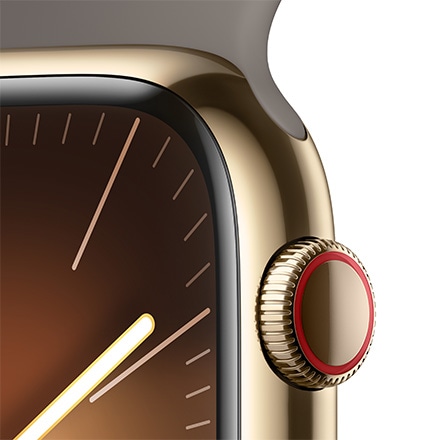 Apple Watch Series 9（GPS + Cellularモデル）- 45mmゴールドステンレススチールケースとクレイスポーツバンド - M/L