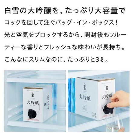 日本酒 白雪 大吟醸 スリムボックス 3L 4本 長S