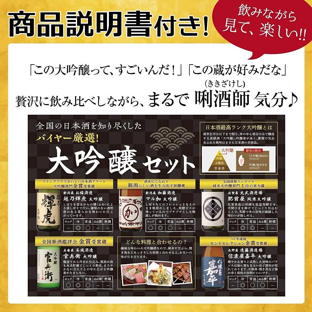 日本酒 大吟醸酒 飲み比べセット 1800ml×5本 長S