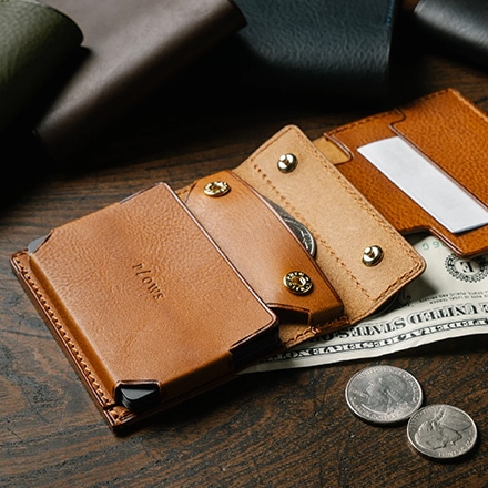 PLOWS 小さく薄い財布 dritto 2 キータイプ ネイビー(紺)