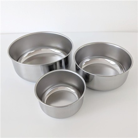 カクセー ステンレス製ふた付保存容器 丸型3個組