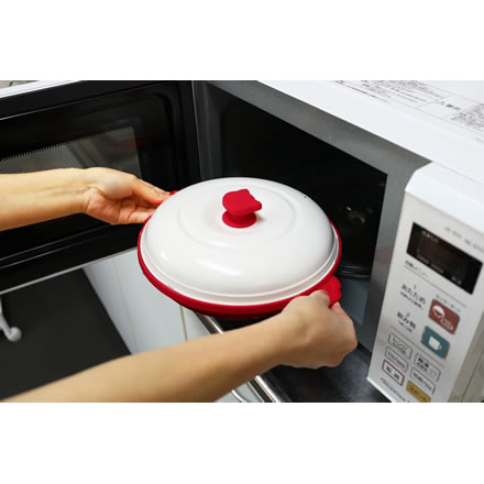 【電子レンジ調理器】トレードワン 70205 CHEFF(シェフ) 猫鍋レンジパン レッド