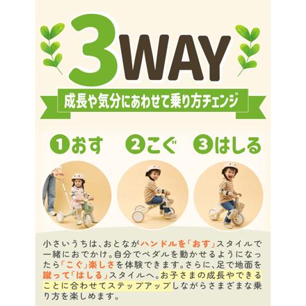 三輪車 GLOBBER グロッパーおもちゃ ラーニングトライク 3in1 プラスECO ココナッツ