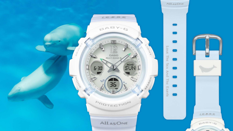 CASIO カシオ BABY-G BGA-2800K-7AJR ICERC Japanコラボ スナメリ×ベイビージー 電波ソーラー レディース腕時計 ホワイト×ライトブルー 限定モデル イルクジ イルカクジラ