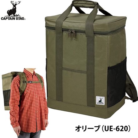 キャプテンスタッグ リュック型 クーラーバッグ オリーブ UE-620 & 時短凍結 スーパーコールドパック L ×2個 セット