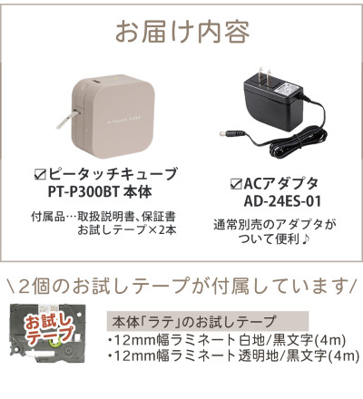 ピータッチキューブ PT-P300BTLT ラテ＆アダプタ AD-24ES-01