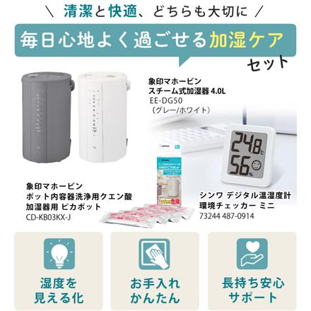 象印 スチーム式加湿器 4.0L EE-DG50 グレー ピカポット 温湿度計セット