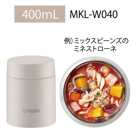 【フードジャー＆ポーチ】タイガー魔法瓶 MKL-W040TL バーミリオン 0.4L 真空断熱フードジャー＆MKL-Z50PTL バーミリオン 0.4L 0.5L 兼用 専用ポーチ