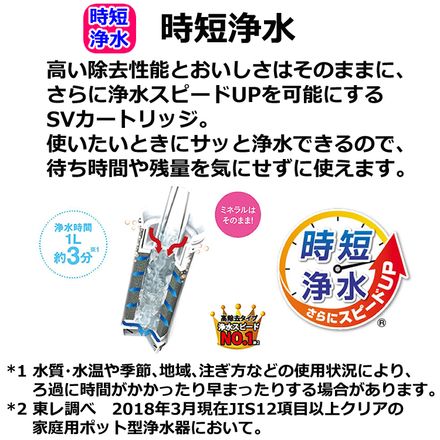 カートリッジ2個付&浄水器 東レ トレビーノ ポット型浄水器 高除去タイプ 2.1L PT304SV&ポット型浄水器用 カートリッジ2個セット PTC.SV2J