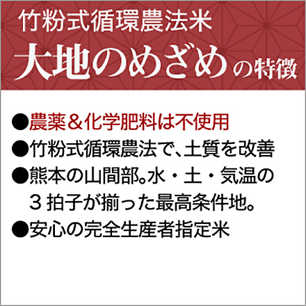 玄米 竹粉式循環農法米 大地のめざめ （熊本県産 ヒノヒカリ） 10kg 2kg×5袋 農薬・化学肥料不使用 令和7年産