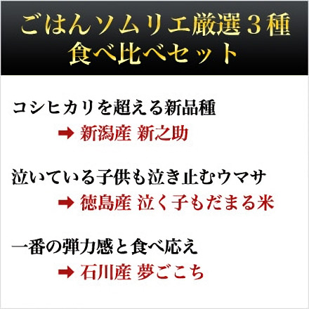 白米 ごはんソムリエ厳選 3種食べ比べ 新之助＋泣く子もだまる米＋夢ごこち 6kg 2kg×3袋 令和6年産