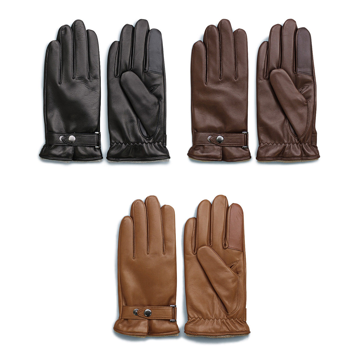 KURODA クロダ 男性用 Italian Sheep Belted- Touch Panel 〔手囲いサイズ：23cm/24cm〕 手袋 手囲い 24cm ： TAN