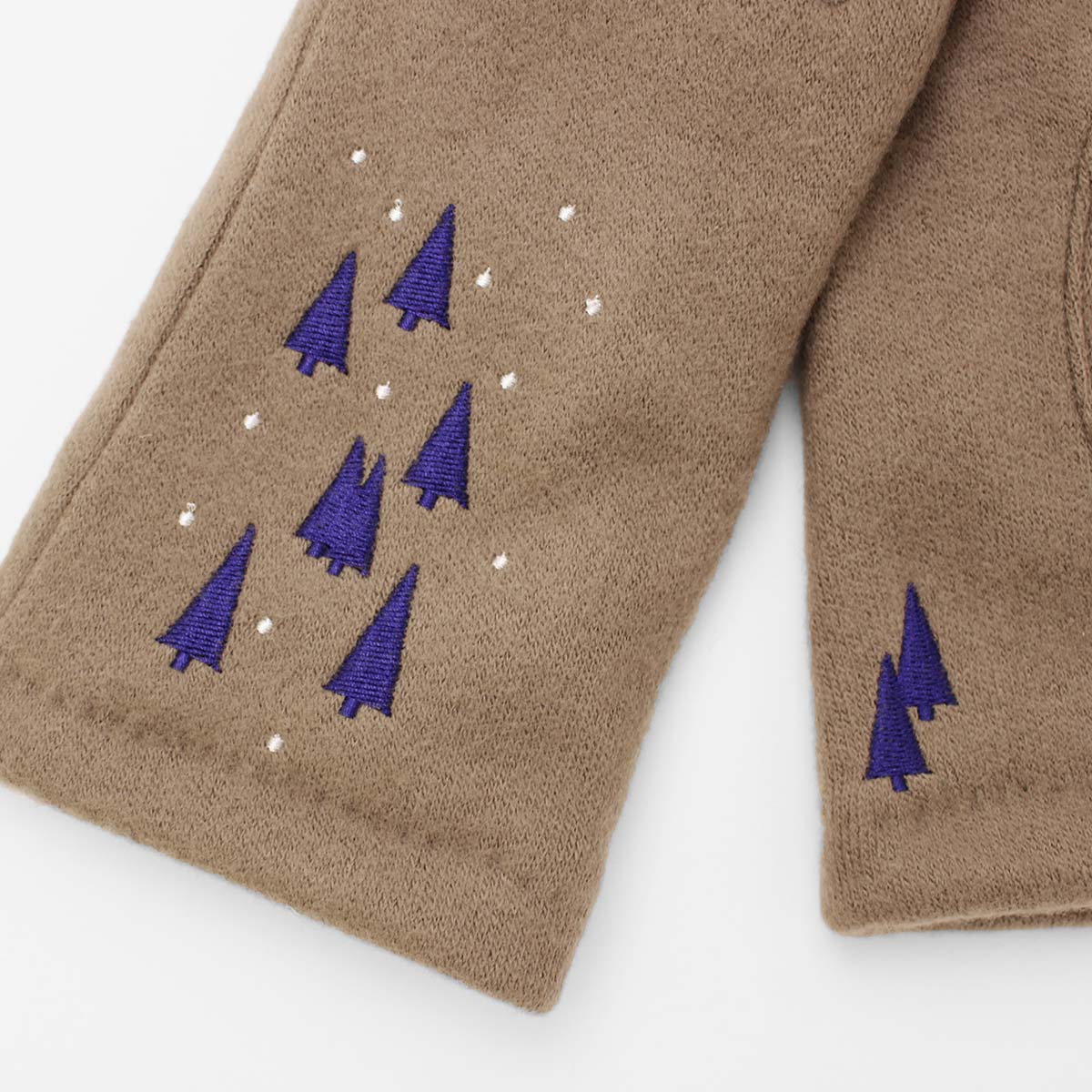 KURODA クロダ 女性用 雪とツリー刺繍 ジャージグローブ 〔手囲いサイズ：21～22cm〕 手袋 YE