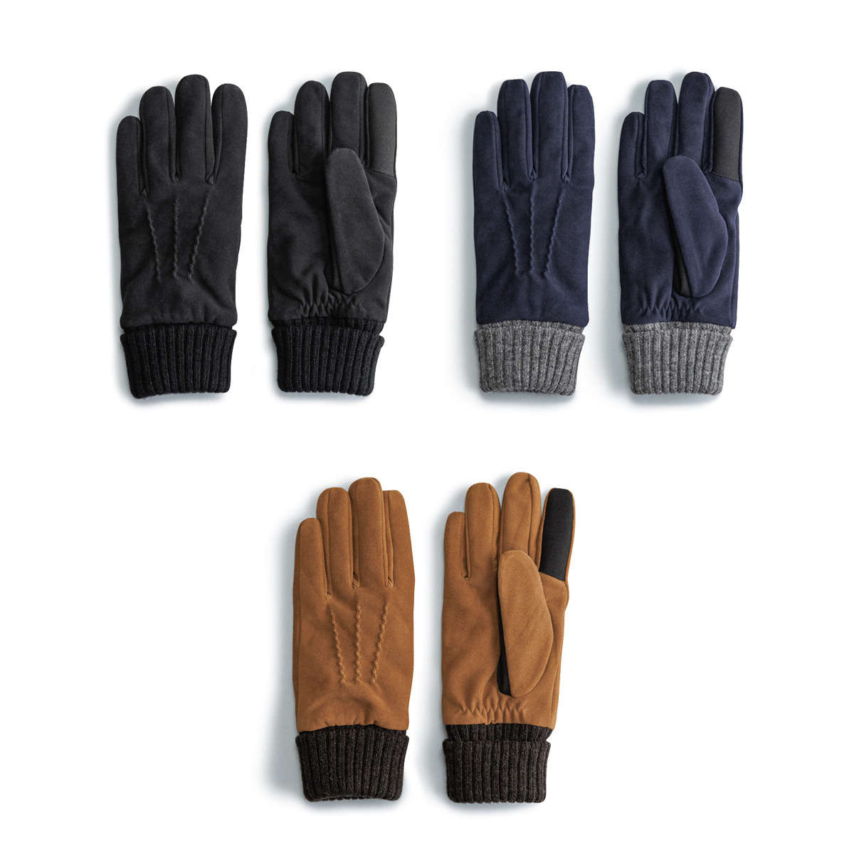 KURODA クロダ 男性用 ゴートスエードグローブ タッチパネル対応 〔手囲いサイズ：24cm〕 手袋 NV