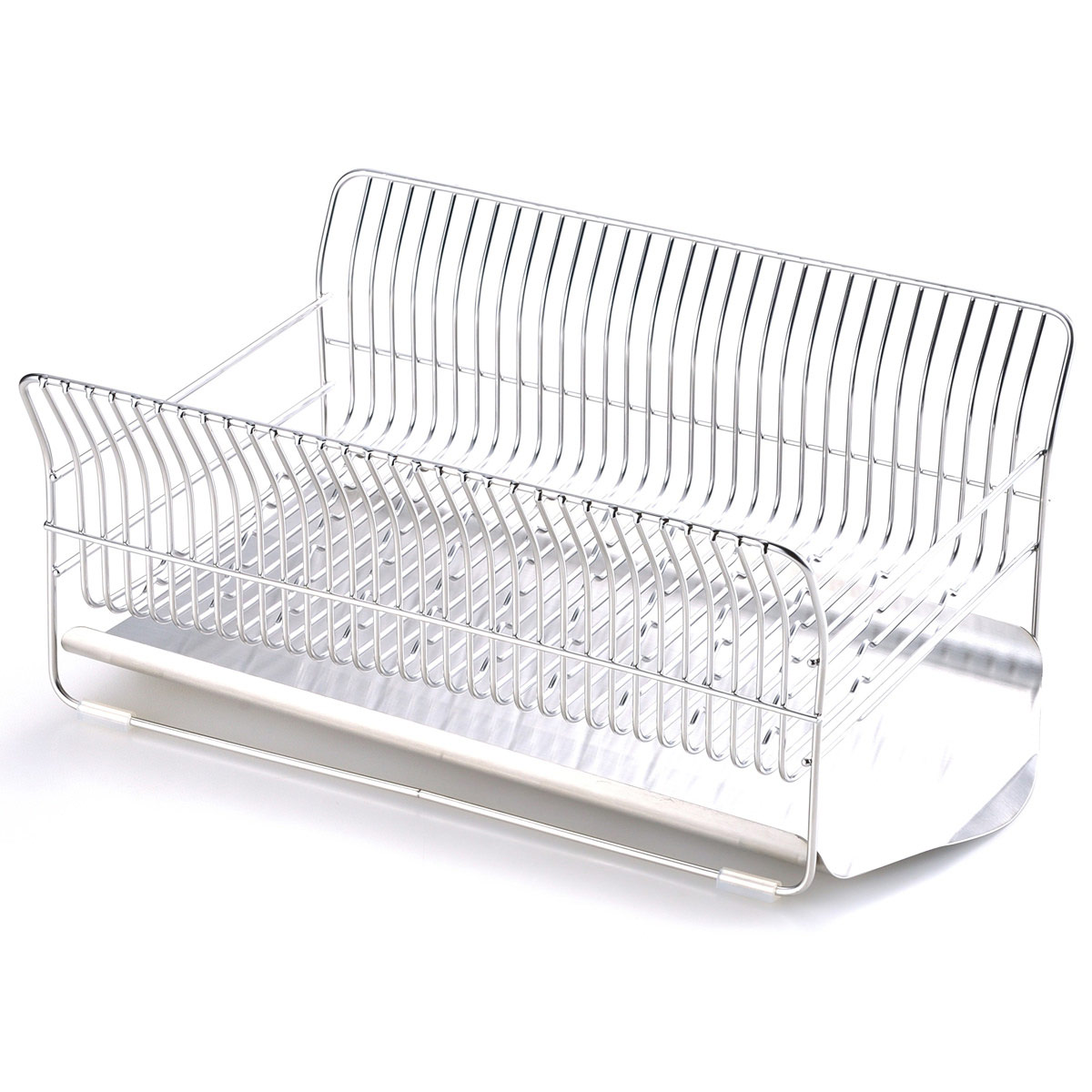 水切りラック コンパクト カゴ＆トレイ 横置きタイプ シルバー 〔外寸：約40.2×27.5×17.0cm、重量：約1.62kg〕 台所用品【沖縄県・離島 配送不可】