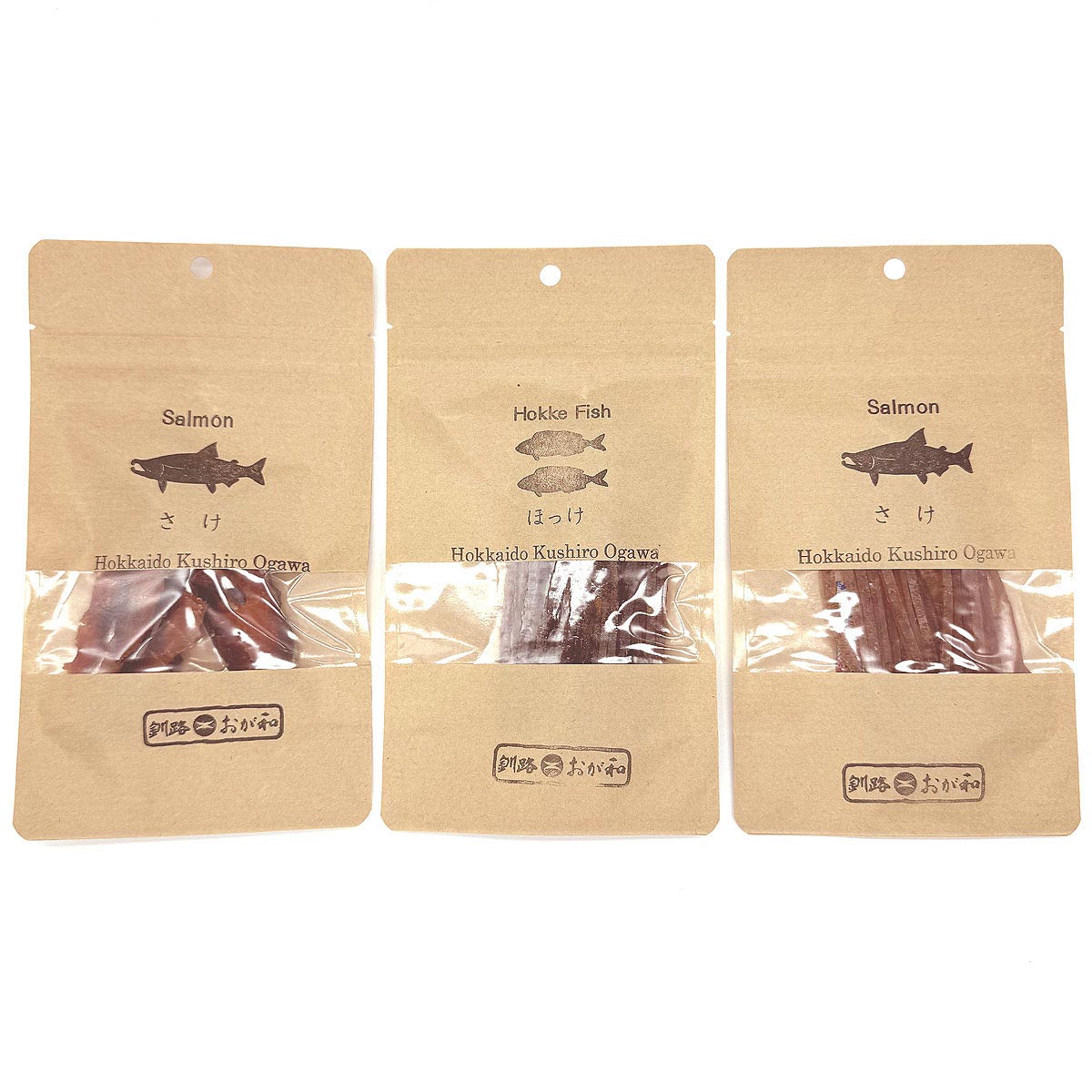 北のおいしい珍味 鮭とば ほっけ燻製スティック 鮭スティック 〔鮭とばイチロー15g、ほっけ燻製スティック25g、鮭スティック20g〕 魚介