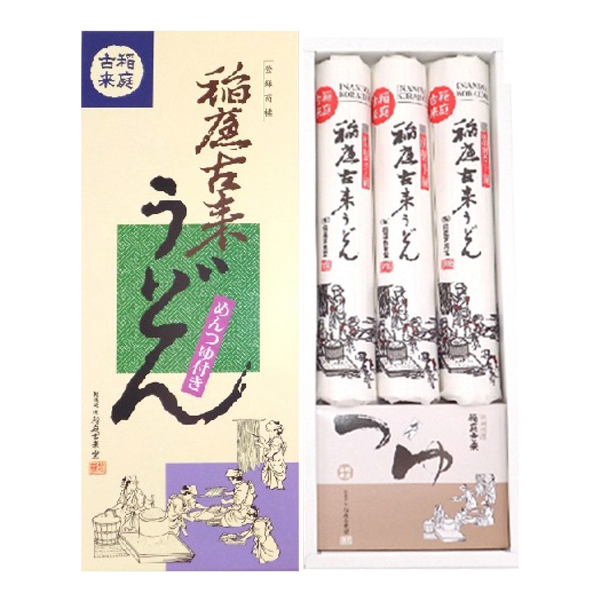 稲庭古来うどん 紙箱入 つゆ付 〔うどん150g×3束、つゆ20g×6袋〕 稲庭うどん 乾麺