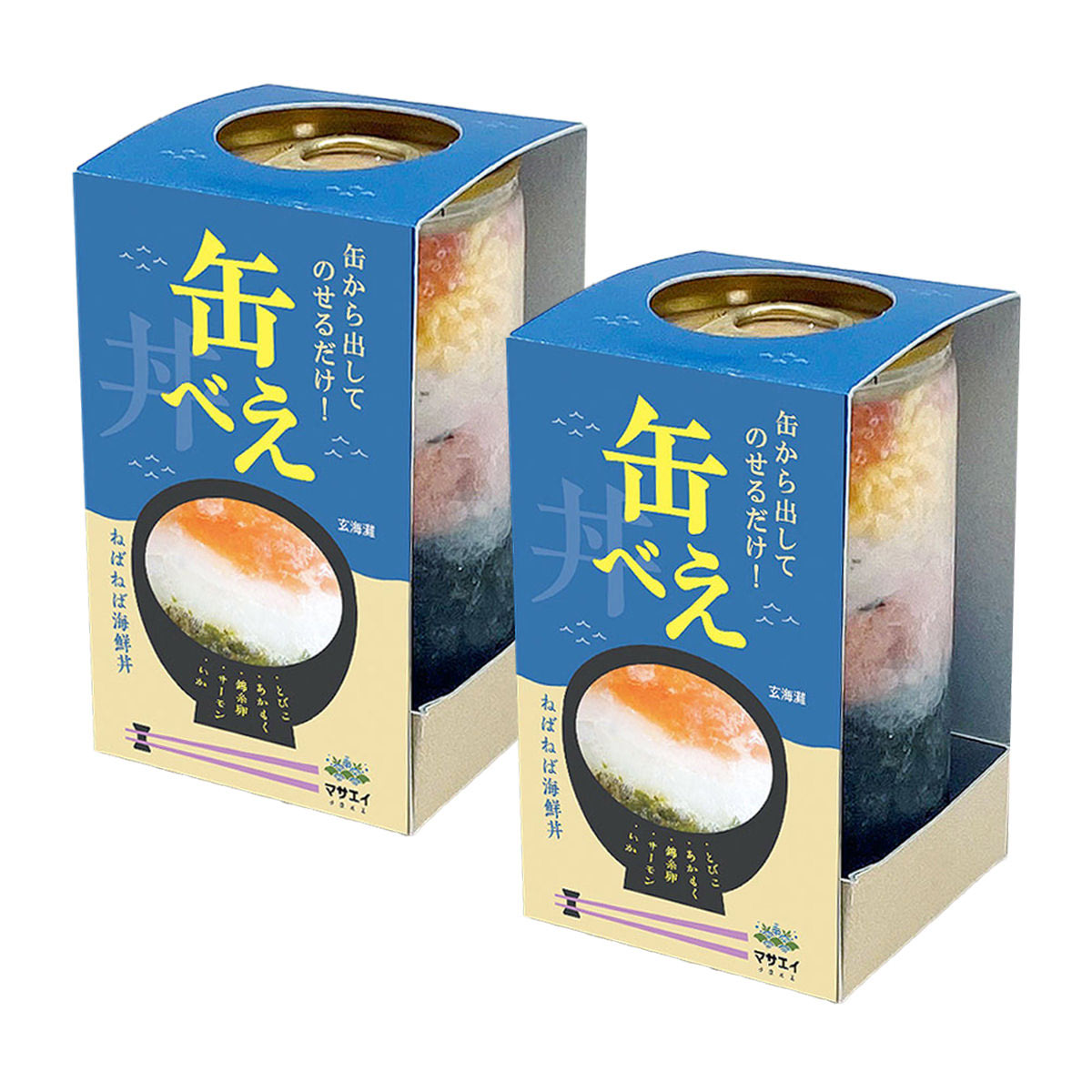 ねばねば海鮮丼 缶べぇ 〔180g×2本〕 海鮮惣菜 冷凍