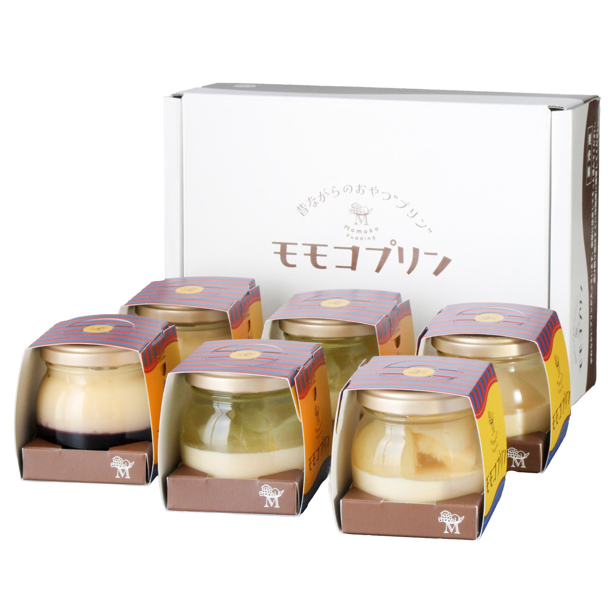 岡山県産 モモコプリン 食べ比べ 〔清水白桃・シャインマスカット・マルベリー＆ブルーベリー 各90g×2個〕 スイーツ
