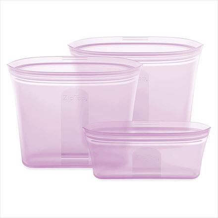 Zip top ジップトップ バッグ3点セット ピーチ シリコン 保存容器 保存袋 まち付き レンジ 食洗器対応 耐熱 冷凍 冷蔵 Z-BAG3A-07